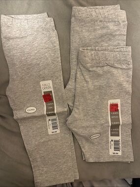 Falls Creek Girls' Light Gray Capri & Bermuda Leggings - 2-Pack